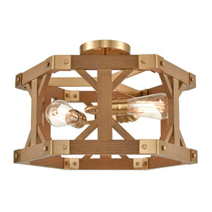 Atlas Structure 18'' Wide 3-Light Semi Flush Mount - Elegant Satin Brass for Modern & Rustic Interiors CL11915-BS