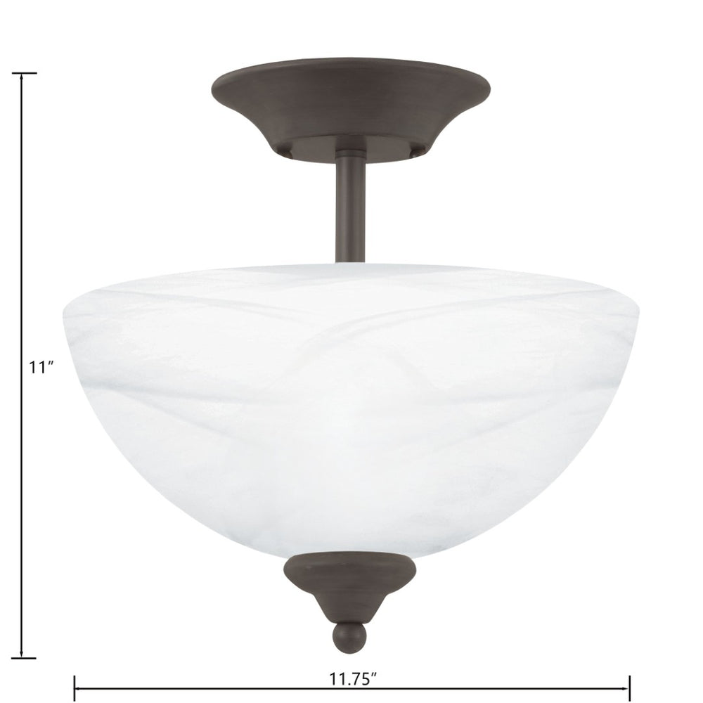 Atlas Tahoe 11.75'' Wide 2-Light Semi Flush Mount - Elegant Oil Rubbed Bronze with White Glass Shades CL11916-BZ