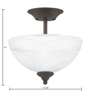Atlas Tahoe 11.75'' Wide 2-Light Semi Flush Mount - Elegant Oil Rubbed Bronze with White Glass Shades CL11916-BZ