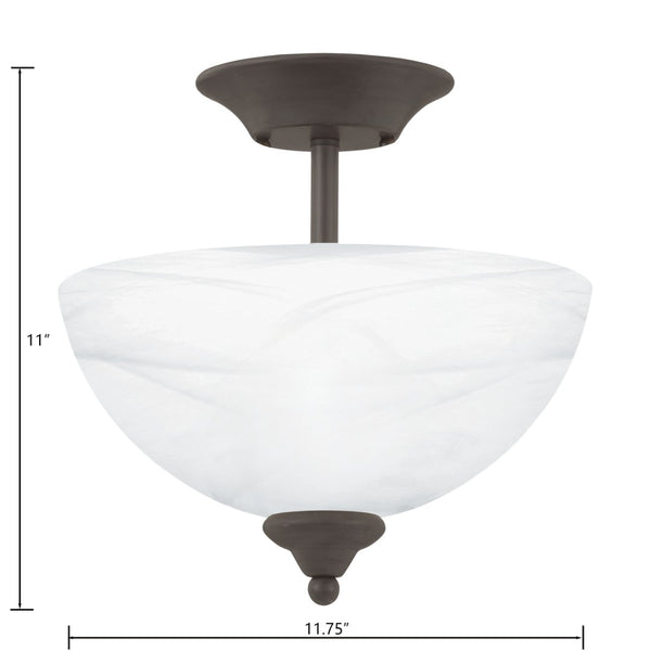 Atlas Tahoe 11.75'' Wide 2-Light Semi Flush Mount - Elegant Oil Rubbed Bronze with White Glass Shades CL11916-BZ