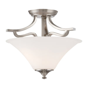 Atlas Treme 13" Wide 2-Light Semi Flush Mount in Brushed Nickel - Elegant Opaque Glass Shades for Any Space CL11919-NK