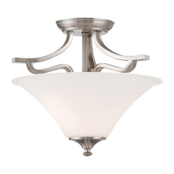 Atlas Treme 13" Wide 2-Light Semi Flush Mount in Brushed Nickel - Elegant Opaque Glass Shades for Any Space CL11919-NK