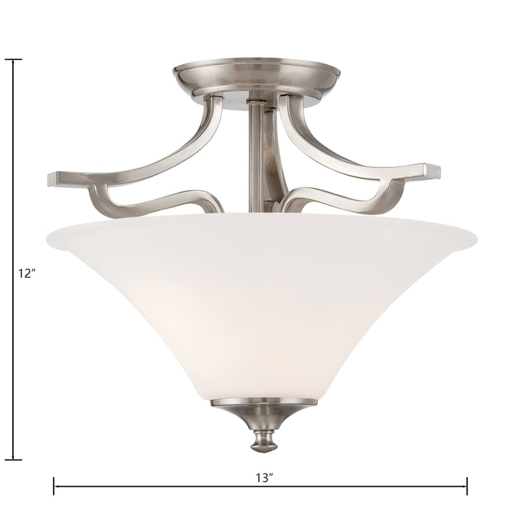 Atlas Treme 13" Wide 2-Light Semi Flush Mount in Brushed Nickel - Elegant Opaque Glass Shades for Any Space CL11919-NK