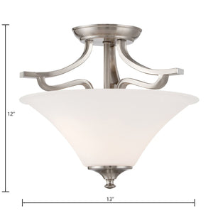 Atlas Treme 13" Wide 2-Light Semi Flush Mount in Brushed Nickel - Elegant Opaque Glass Shades for Any Space CL11919-NK