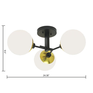 Atlas Triple Play 24.5'' Wide 3-Light Semi Flush Mount - Modern Sculptural Design for Upscale Interiors Polished Brass CL11920-BS