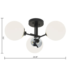 Atlas Triple Play 24.5'' Wide 3-Light Semi Flush Mount - Modern Sculptural Design for Upscale Interiors Polished Nickel CL11920-NK