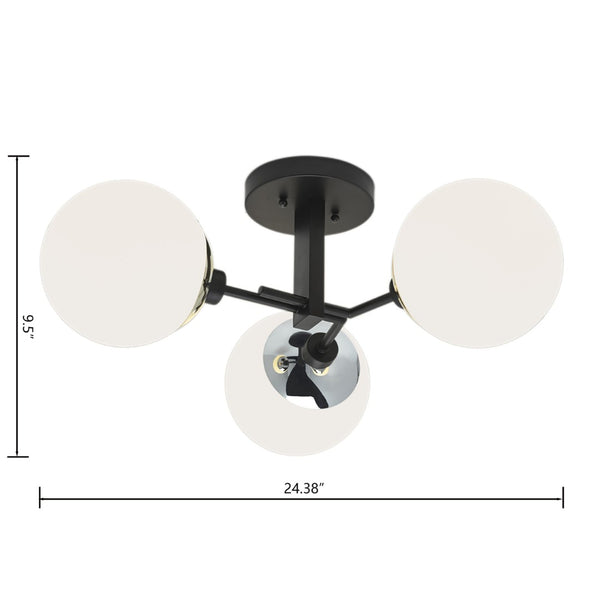 Atlas Triple Play 24.5'' Wide 3-Light Semi Flush Mount - Modern Sculptural Design for Upscale Interiors Polished Nickel CL11920-NK