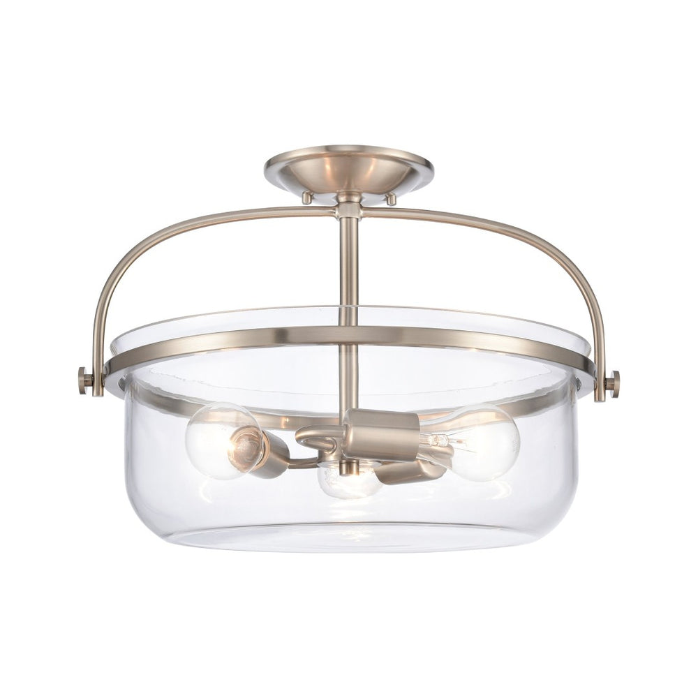 Atlas Wentworth 17'' Wide 3-Light Semi Flush Mount - Elegant Brushed Nickel Fixture for Modern Spaces CL11921-NK