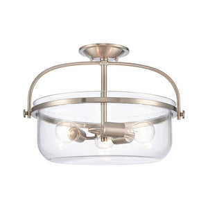 Atlas Wentworth 17'' Wide 3-Light Semi Flush Mount - Elegant Brushed Nickel Fixture for Modern Spaces CL11921-NK