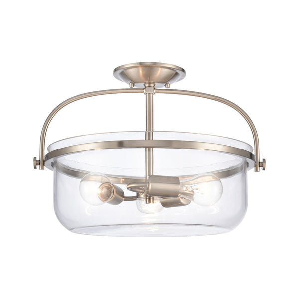Atlas Wentworth 17'' Wide 3-Light Semi Flush Mount - Elegant Brushed Nickel Fixture for Modern Spaces CL11921-NK
