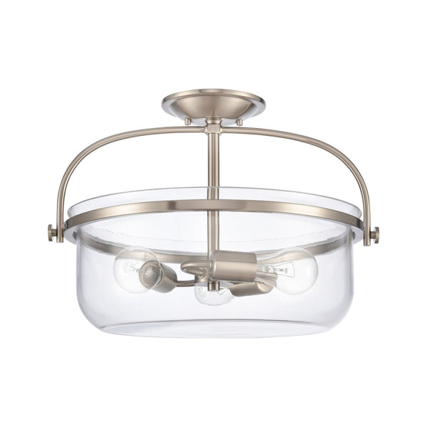 Atlas Wentworth 17'' Wide 3-Light Semi Flush Mount - Elegant Brushed Nickel Fixture for Modern Spaces CL11921-NK