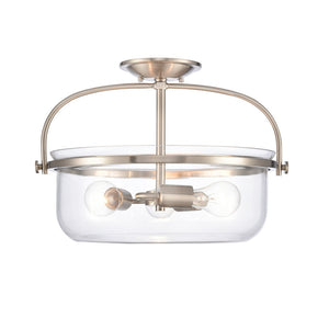 Atlas Wentworth 17'' Wide 3-Light Semi Flush Mount - Elegant Brushed Nickel Fixture for Modern Spaces CL11921-NK