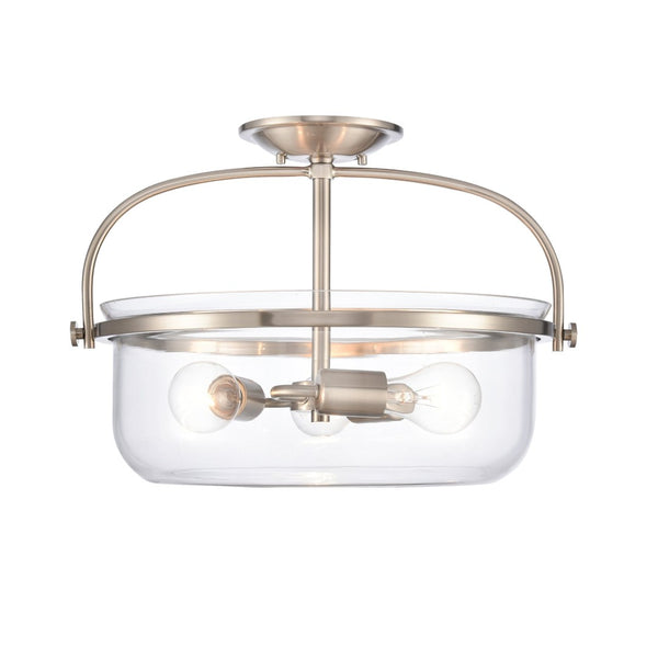 Atlas Wentworth 17'' Wide 3-Light Semi Flush Mount - Elegant Brushed Nickel Fixture for Modern Spaces CL11921-NK