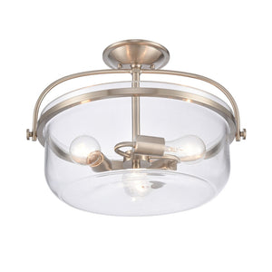 Atlas Wentworth 17'' Wide 3-Light Semi Flush Mount - Elegant Brushed Nickel Fixture for Modern Spaces CL11921-NK