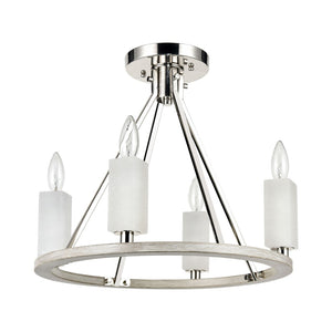 Atlas White Stone 18'' Wide 4-Light Semi Flush Mount Fixture - Luxe Polished Nickel & Stone Design CL11924-NK