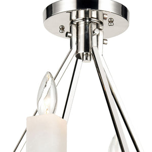 Atlas White Stone 18'' Wide 4-Light Semi Flush Mount Fixture - Luxe Polished Nickel & Stone Design CL11924-NK
