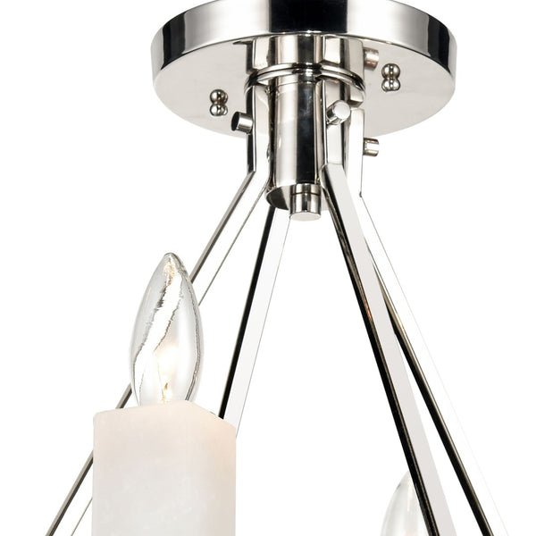 Atlas White Stone 18'' Wide 4-Light Semi Flush Mount Fixture - Luxe Polished Nickel & Stone Design CL11924-NK