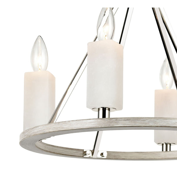 Atlas White Stone 18'' Wide 4-Light Semi Flush Mount Fixture - Luxe Polished Nickel & Stone Design CL11924-NK
