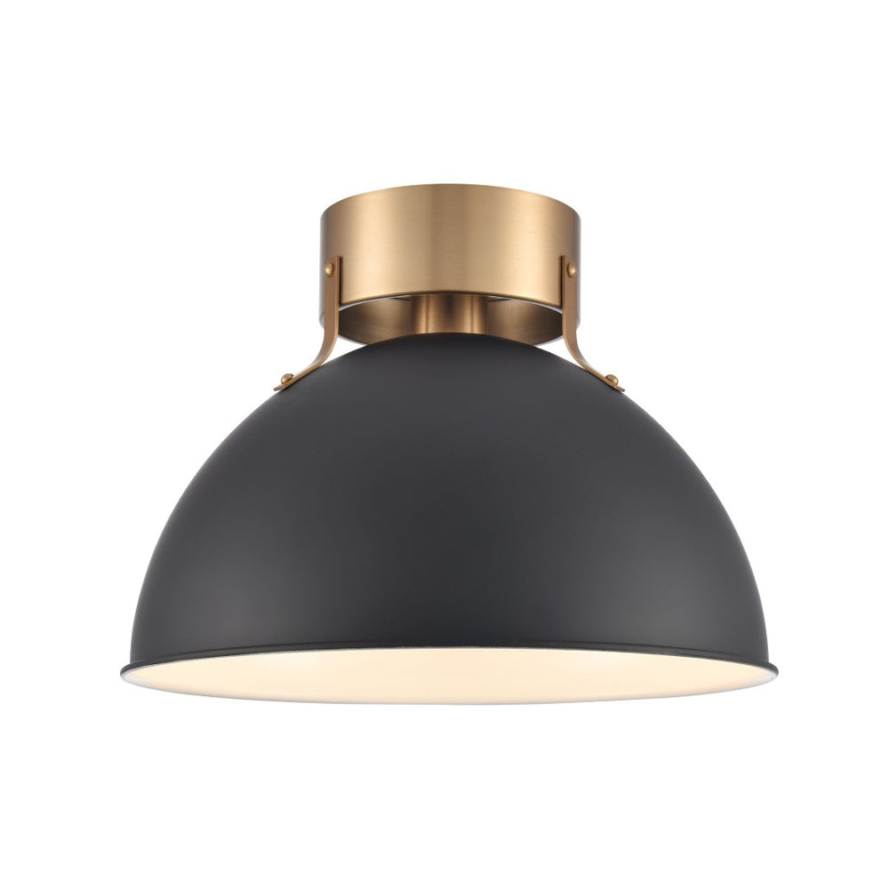 Atlas Zayne 12-Inch Wide 1-Light Semi Flush Fixture – Modern Minimalist Design for Stylish Interiors Matte Black CL11925-BK