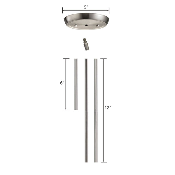 Atlas Rod Kit for Pendant Lighting - Durable Metal Extensions for Seamless Installation & Stylish Decor Satin Nickel CL11973-NK