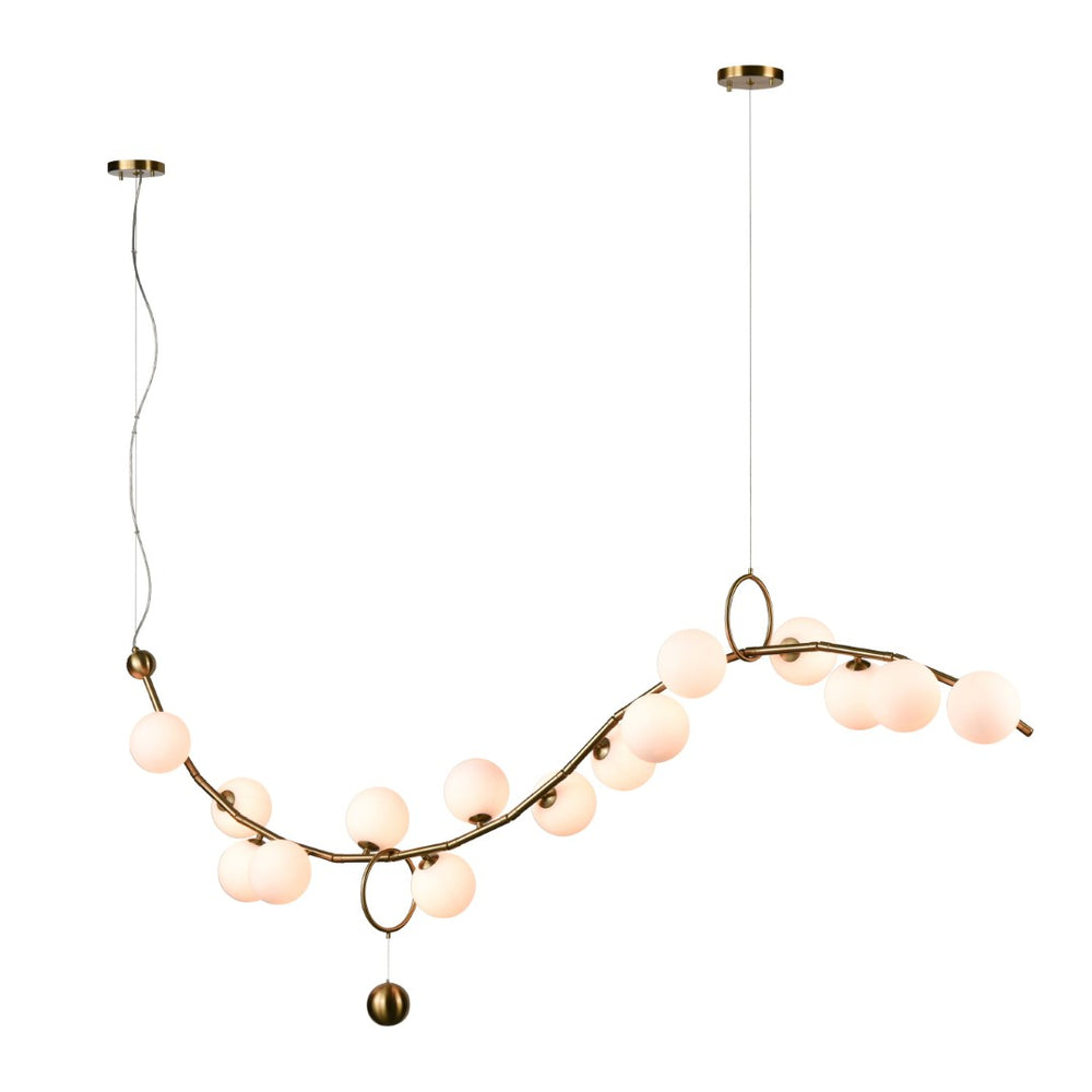 Atlas Acuminate 61" Wide 15-Light Linear Chandelier - Modern Satin Brass with Elegant Glass Orbs for Luxe Ambiance CL11981-BS