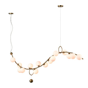Atlas Acuminate 61" Wide 15-Light Linear Chandelier - Modern Satin Brass with Elegant Glass Orbs for Luxe Ambiance CL11981-BS