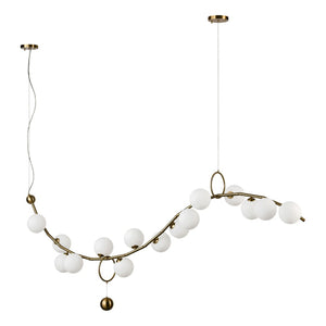 Atlas Acuminate 61" Wide 15-Light Linear Chandelier - Modern Satin Brass with Elegant Glass Orbs for Luxe Ambiance CL11981-BS