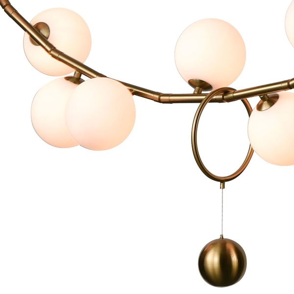 Atlas Acuminate 61" Wide 15-Light Linear Chandelier - Modern Satin Brass with Elegant Glass Orbs for Luxe Ambiance CL11981-BS