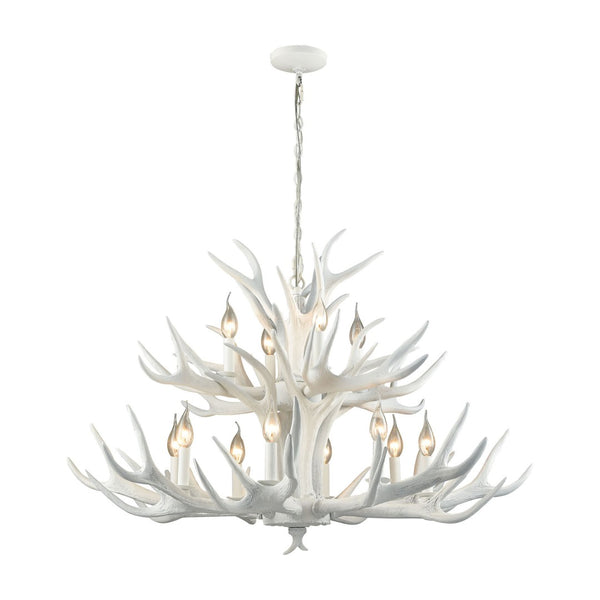 Atlas Big Sky Nature-Inspired 6-Light Chandelier - Rustic Elegance for Modern Home Spaces and Décor White 39'' CL11983-WH