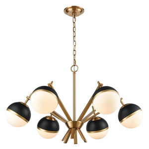 Atlas Blind Tiger 32'' Wide Art Deco 6-Light Chandelier - Luxe Black & Aged Brass for Stunning Ambiance CL11984-BS