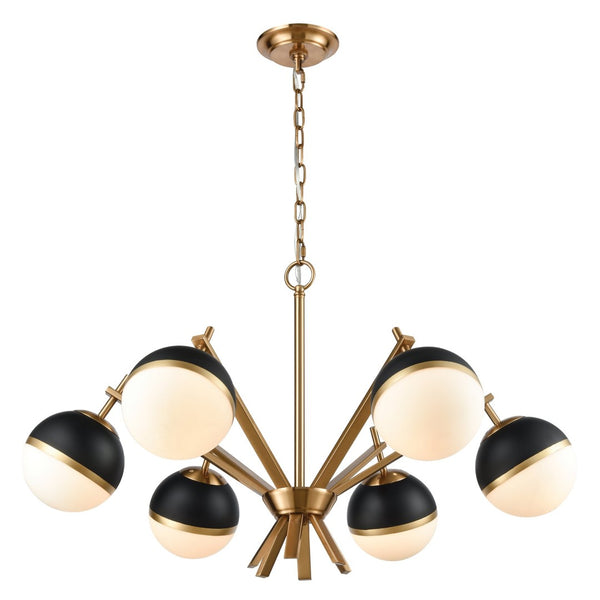 Atlas Blind Tiger 32'' Wide Art Deco 6-Light Chandelier - Luxe Black & Aged Brass for Stunning Ambiance CL11984-BS