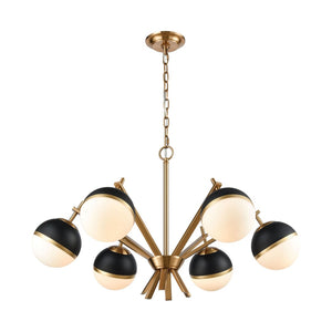 Atlas Blind Tiger 32'' Wide Art Deco 6-Light Chandelier - Luxe Black & Aged Brass for Stunning Ambiance CL11984-BS