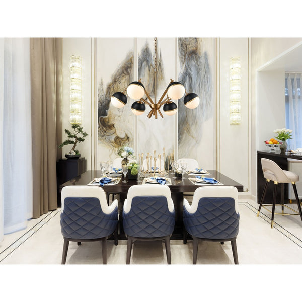Atlas Blind Tiger 32'' Wide Art Deco 6-Light Chandelier - Luxe Black & Aged Brass for Stunning Ambiance CL11984-BS