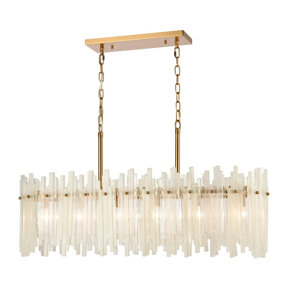 Atlas Brinicle 36" Wide 6-Light Linear Chandelier - Aged Brass Frame with Elegant White Glass Batons CL11986-BS