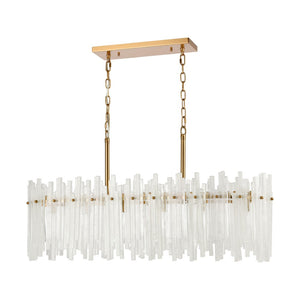 Atlas Brinicle 36" Wide 6-Light Linear Chandelier - Aged Brass Frame with Elegant White Glass Batons CL11986-BS