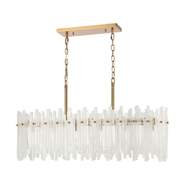 Atlas Brinicle 36" Wide 6-Light Linear Chandelier - Aged Brass Frame with Elegant White Glass Batons CL11986-BS