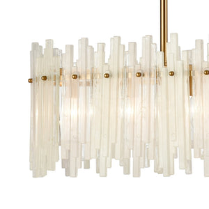 Atlas Brinicle 36" Wide 6-Light Linear Chandelier - Aged Brass Frame with Elegant White Glass Batons CL11986-BS