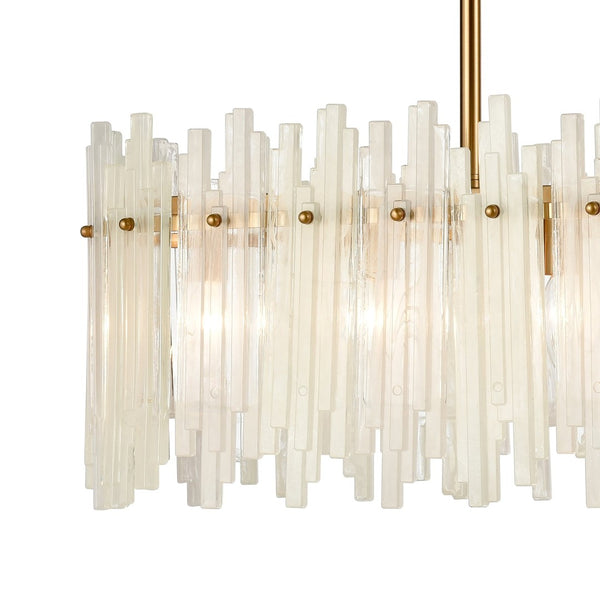 Atlas Brinicle 36" Wide 6-Light Linear Chandelier - Aged Brass Frame with Elegant White Glass Batons CL11986-BS