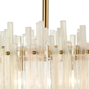 Atlas Brinicle 36" Wide 6-Light Linear Chandelier - Aged Brass Frame with Elegant White Glass Batons CL11986-BS