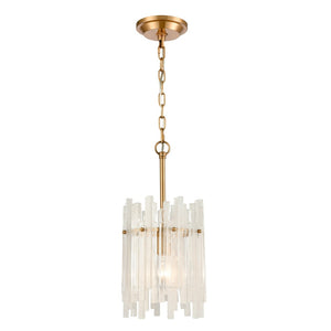 Atlas Brinicle 8" Wide Mini Pendant - Elegant Aged Brass with Ice Crystal Glass for Ambient Lighting Bliss CL11987-BS