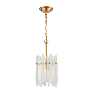 Atlas Brinicle 8" Wide Mini Pendant - Elegant Aged Brass with Ice Crystal Glass for Ambient Lighting Bliss CL11987-BS