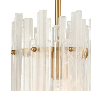 Atlas Brinicle 8" Wide Mini Pendant - Elegant Aged Brass with Ice Crystal Glass for Ambient Lighting Bliss CL11987-BS