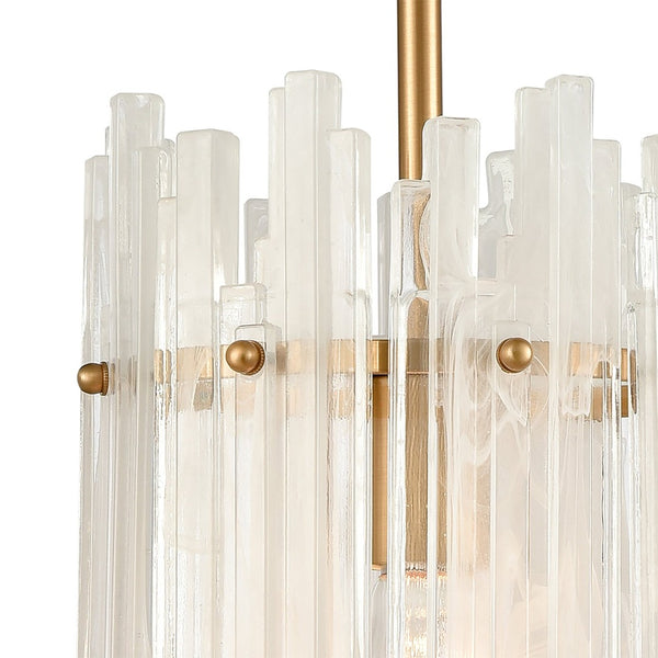 Atlas Brinicle 8" Wide Mini Pendant - Elegant Aged Brass with Ice Crystal Glass for Ambient Lighting Bliss CL11987-BS