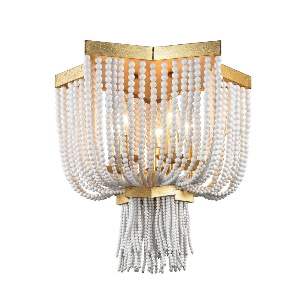 Atlas Chaumont 5-Light Flush Mount Fixture - Antique Gold Leaf with Beaded Detail for Ambient Elegance CL11989-GD