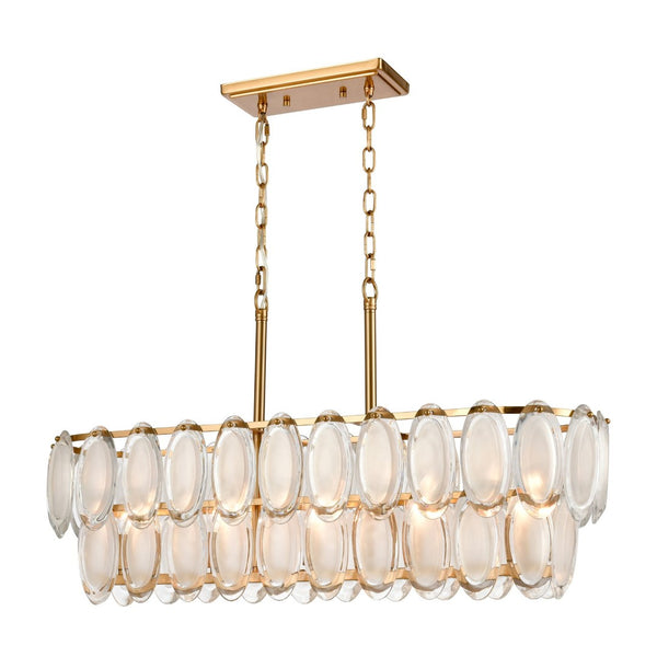 Atlas Curiosity 32" Wide 5-Light Linear Chandelier – Elegant Aged Brass Fixture for Modern Dining Spaces CL11994-BS