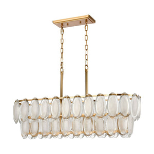 Atlas Curiosity 32" Wide 5-Light Linear Chandelier – Elegant Aged Brass Fixture for Modern Dining Spaces CL11994-BS