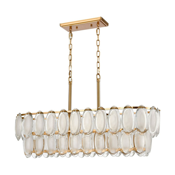 Atlas Curiosity 32" Wide 5-Light Linear Chandelier – Elegant Aged Brass Fixture for Modern Dining Spaces CL11994-BS