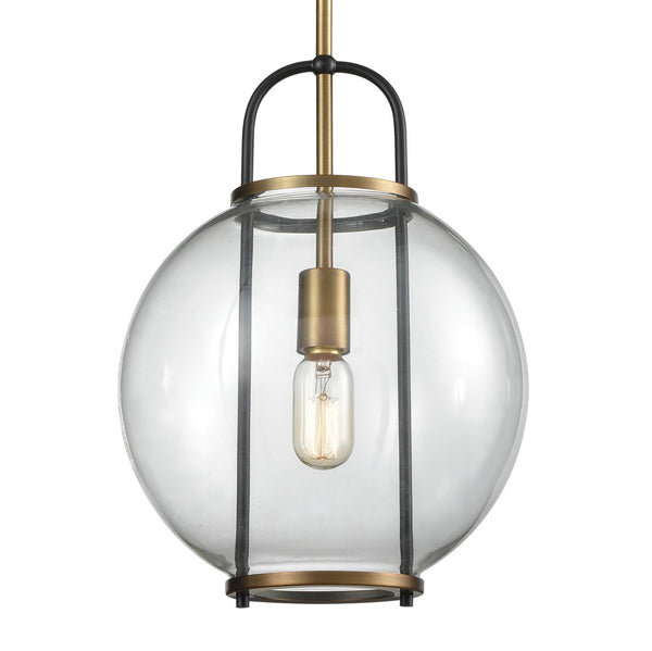 Atlas Faraday 12'' Wide Mini Pendant Light - Clear Glass & Aged Brass Design for Modern Home Elegance CL11997-BS