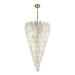 Atlas Hush 42-Light Chandelier - Aged Brass & Frosted Glass, Multi-Tiered Cascade for Elegant Spaces CL12002-BS