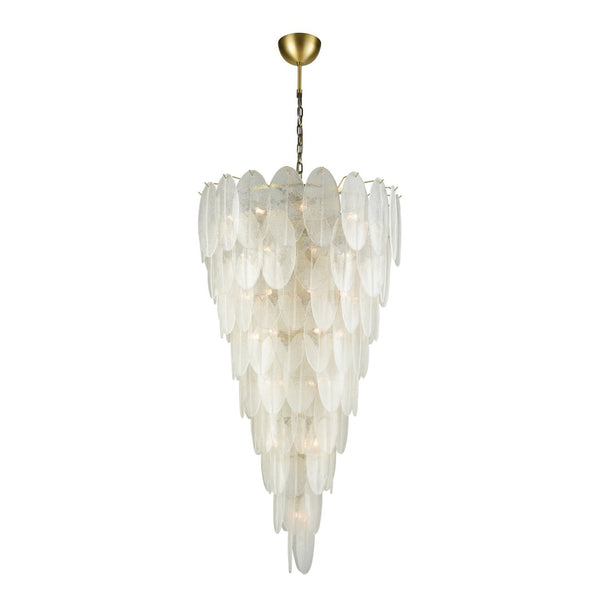Atlas Hush 42-Light Chandelier - Aged Brass & Frosted Glass, Multi-Tiered Cascade for Elegant Spaces CL12002-BS